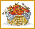 CaptainCrafts Cross Stitch Kits, New Stamped and Counted Fabric Cross Stitching DIY Art DMC Needlecrafts Embroidery Kit for Adults Beginner (White, Basket of Strawberries) - color: Basket of Strawberries, style: White