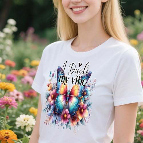 Wxiben Dtf Transfers Ready to Press - 20 Pcs Butterfly Iron on Transfers for T-shirts Inspirational Quotes Heat Transfer Vinyl Decal Sticker Floral Butterfly Iron on Patches for Clothing Bag DIY Craft - style: Butterfly