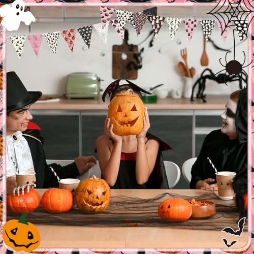Hosuly 40 Pcs Pink Halloween Fabric Jelly Quilting Strips Roll - color: Retro Pink Halloween