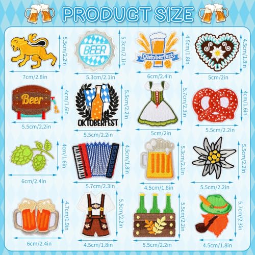 AUGSUN 36pcs Oktoberfest Iron on Patches Bavarian Embroidered Sew Applique - style: Oktoberfest