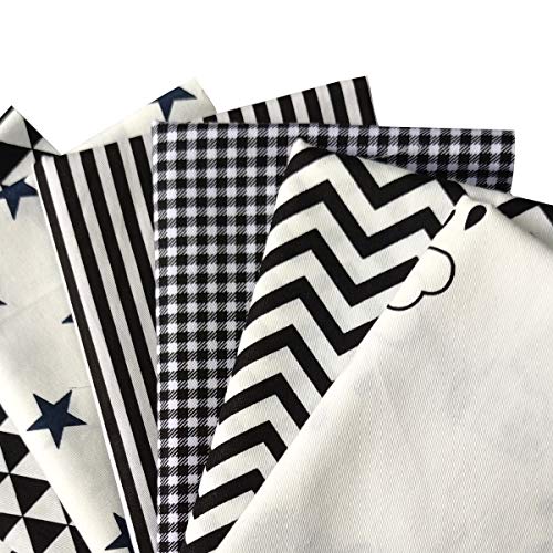 7pcs Quilting Fabric 18" x 22" 100% Cotton Craft Fabric Bundle Squares Fat Quarters Multicolored for Patchwork DIY Sewing Scrapbooking Black Element - color: Black Element