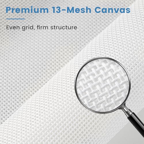 13 Mesh Needlepoint Canvas, 20" x 18" Pure Cotton Blank Canvas - color: White 13-mesh