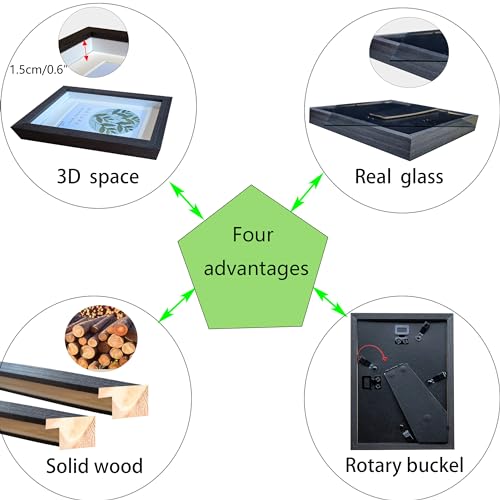 5x7 Shadow Box Frame Small Shadow Box Display Case 4 Pack Black Picture Frame Glass Surfaces Internal Depth 0.6 inch for Wall Or Tabletop - color: Black, size: 5x7 inch