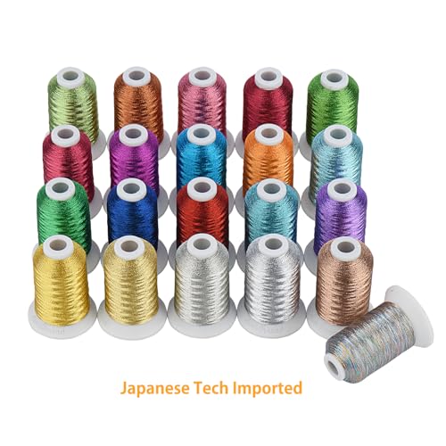 Simthread Best 21 Colors Metallic Embroidery Machine Thread Kit 500M(550Y) for Computerized Embroidery and Decorative Sewing - color: 21 Metallic Colors