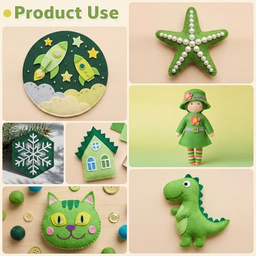 WILLBOND 12 Pcs Large Felt Sheets 37 x 20 Inch 1.2 mm Green Series - color: Green Series, size: 37 x 20 Inch