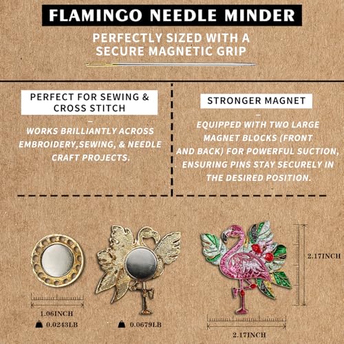 Needle Minder Magnet, Magnetic Needle Minder, Needle Minders Magnetic Cross Stitch Accessories, Magnetic Needle Holder, Life Tree, Butterfly, Cats, Owl, Heart (Flamingo2) - size: Flamingo2