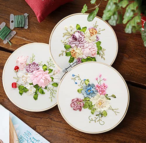 Gogobear Silk Ribbon Embroidery Spring Flower Blooming Kit DIY Wall Decor - color: 01