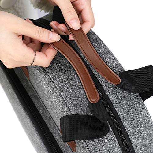 Shinyzone Cross Stitch Storage Tote, Embroidery Projects Bag with Zipper Pockets Organiser for Hoops, Charts and Threads - color: Grey