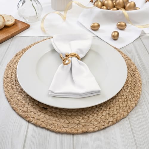 Blue Needles Solid Cloth Napkins 100% Cotton Set of 6-18 x 18 Inches - color: White, size: 18" x 18" (Set of 6)