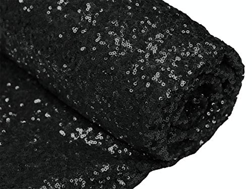 ShiDianYi 15 Feet Black Sequin Fabric by The 5 Yards - Sequin Knit Fabric for Sewing Costumes, Table Cloth, Table Linen - color: Black, size: 5 Yard
