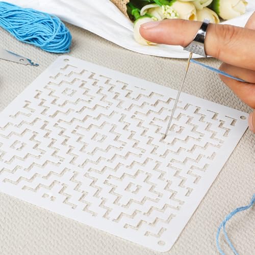 46 Pcs Sashiko Thread Kit - Skeins Blue Sashiko Thread，Sashiko Needles，Sashiko Patterns,Embroidery Projects for Sewing Hand Quilting Mending Supplies - color: blue