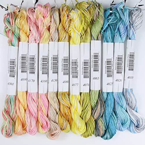 KCS Big skeins of 25 Meters Size 25 Color Variegated Cross Stitch Stranded Threads,12 skeins,12 - color: 12skeins12, size: 12 skeins