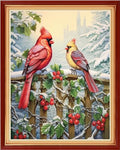 Dimensean Stamped Cross Stitch Kits Full Range of Embroidery Patterns Starter Kits for Beginners Adult DIY Cross Stitches Needlepoint Kits 11CT-Snowy Birds 16x20 inch - color: Craftpattern66
