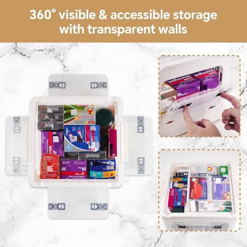 2-Tier Medicine Organizer - 22qt Plastic Foldable Storage Box with Handle - color: Foldable-22qt