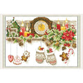Howie's Needlepoint Cross Stitch Kits, 14CT Pre-Printed Pattern Embroidery Set Needlework, Full Range of Stamped Starter Kits(Christmas-Shelf, 14.17 x 10.63 inch) - color: Christmas-Shelf