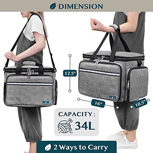 PAVILIA Large Knitting Yarn Storage Bag Crochet Organizer for Knitter, Grey - color: Heather Grey