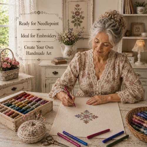 Mono Deluxe Needlepoint Blank Canvas 18 Mesh Cotton White 17" x 14"