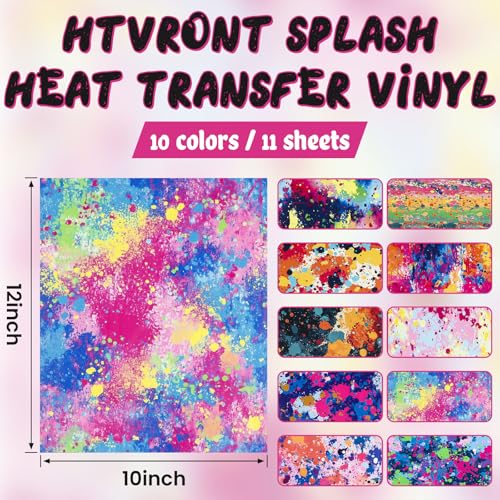 HTVRONT Splatter Heat Transfer Vinyl, 10 Sheets 12"x10" Paint Splatter HTV - color: Splatter HTV