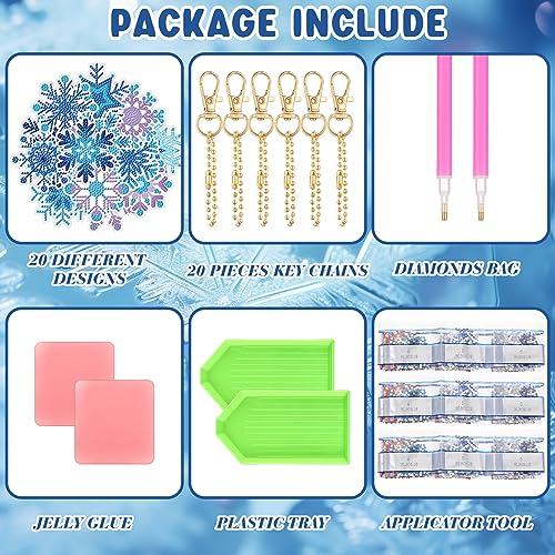 Tondiamo 20 Pcs Snowflake Diamond Painting Keychain Kits - style: Snowflake Style