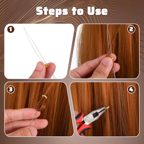 Sibba 10pcs Hair Extension Loop Threader Tools for Link Rings Beads