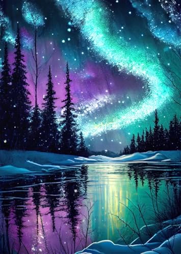 Paintcolor Starry Night Beginner Stamped Cross Stitch Kits Arts and Crafts - color: starry night