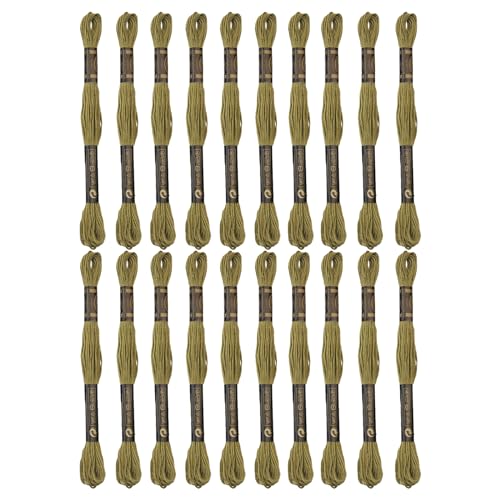 24 Skeins Embroidery Cotton Floss is 100% Egyptian Long Fiber Cotton of 8.75yds Each Cotton Cross Stitch Thread for Hand Embroidery DIY Creation and Friendship Bracelet String. (24, Moss Green) - color: Moss Green