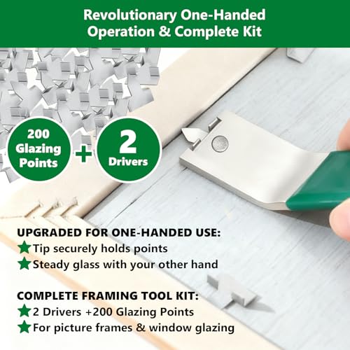 Magnetic Glazier Driver Push Tool(2-Pack) for Window/Picture – Use One-Hand
