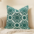 Slow Cow Embroidered Throw Pillow Cover 18 x 18 Inch Teal - color: Dark Green Kaleidoscope, size: 18" x 18" (Pack of 1)
