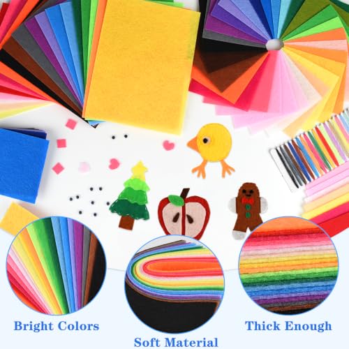 NEBURORA 80PCS Felt Fabric Sheets Craft Kit for DIY Sewing Crafts 2 Size