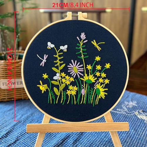 TINLOK Ideal Embroidery Kits for Beginners,Wildflower Garden Pattern, 8.4 inch,DIY Handmade Needlework Set,Hand Embroidery kit,Needlepoint Kits for Adults,Wonderful Gifts for Family or Female Friends - style: Floral