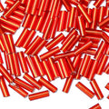 2000pcs Glass Bugle Beads, Tube Beads Bulk, Mini Long Tiny Small Waist Loose Spacer Embroidery Beaded for Bracelets Jewelry Making Sewing, Crafts, 2×6mm, Orange-Red - color: Orange-Red
