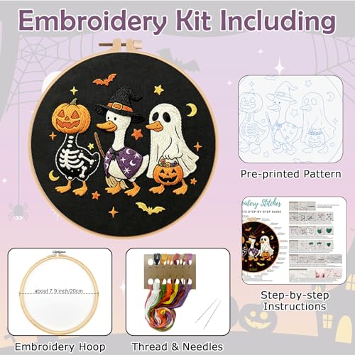 Nuberlic Halloween Embroidery Kit for Beginners Adults DIY Needlepoint - color: halloween