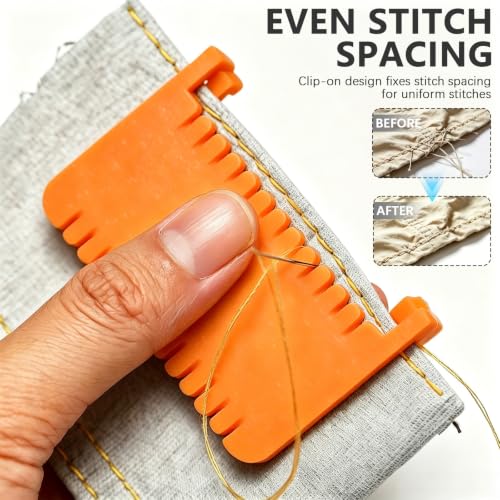 3 Pcs Clip-On Sewing Ruler Set, Hand Edge Stitch Guide for Even Spacing