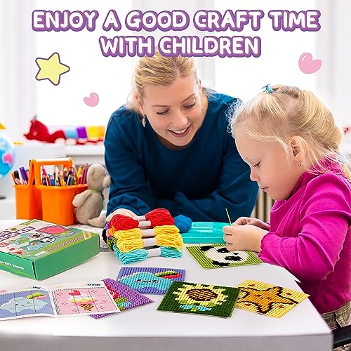 Caydo 8-in-1 Cross Stitch Kit for Beginners Kids, Beginner Cross Stitch Kit