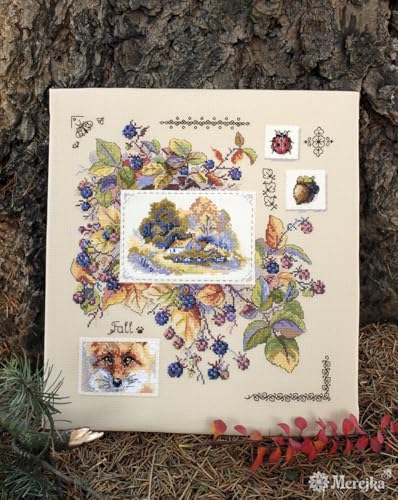 Merejka Counted Cross Stitch kit Autumn Sampler 30x32cm