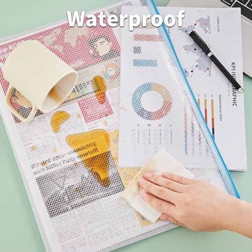 JARLINK A3 Mesh Zipper Pouch, Extra Large Waterproof File Bags, 24 Pcs - style: 24pcs