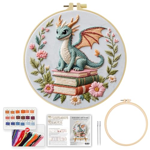 JOZYSH Black Dragon Handmade DIY Embroidery kit,Suitable for Adult Beginners,Includes Embroidery Cloth, Instructions, Embroidery Frame and Needle and Thread, Suitable for Holiday Gifts (Dragon1) - style: Dragon1