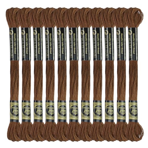 12 Skeins Embroidery Cotton Floss of 9yds for DIY Embroidery, Dark Brown - color: Dark Brown