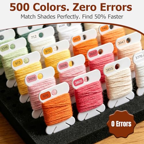 500pcs Floss Number Stickers, Upgraded High-Adhesion Color-Coded Labels, Large Bold Font Thread Organizer for Embroidery Bobbins & Mini Floss Drops, Perfect for Cross Stitch