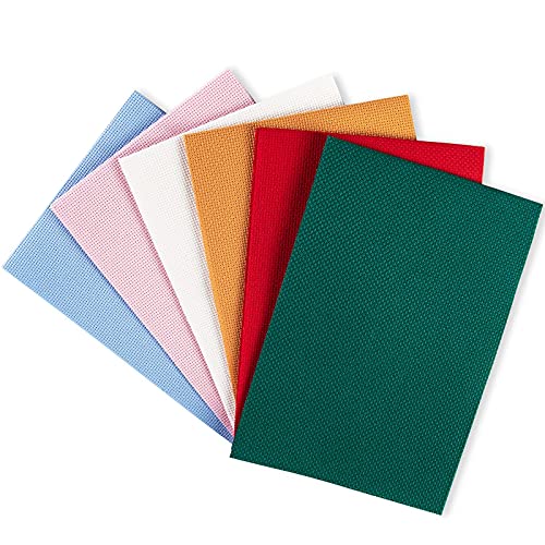 6 Pieces Aida Cloth 14 Count, Cross Stitch Fabric 6 Colors, 12 inch by 18 inch