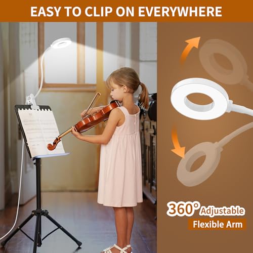 iZELL Book Light, Clip on Reading Light with Silicone Flexible Arm, Dimmable LED Lamparas Clamp on Workbench Desk for Studying Painting Crafting Drawing Makeup Nail Tech Puzzle Task - 27.6‘’ White - size: 27.6'' White