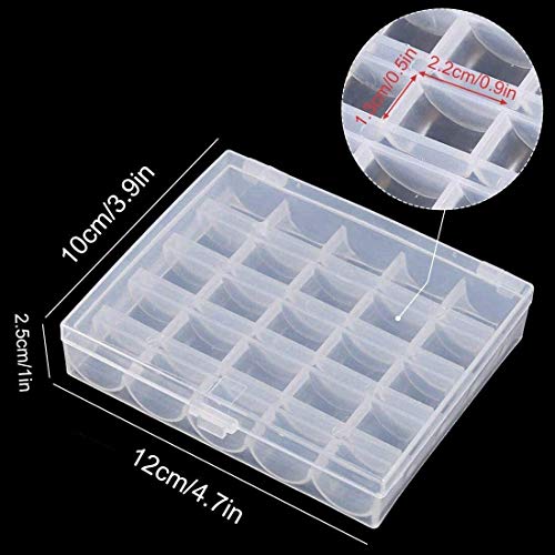 Bobbin Box,Machine Bobbin Organizer Plastic Case,Transparent 25 Slots Empty Bobbins Spools Box，Sewing Craft Plastic Case Storage Box for Sewing Machine - size: 4Pack