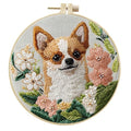 HCANPER Cute Dog Embroidery Starter Kit,DIY Needle Punch Kit, Punch Needle Kits for Beginners,Include Pre-Printed Fabric,Tools,Embroidery Hoop,Threads,Easy for Adults and Children. (White) - color: White