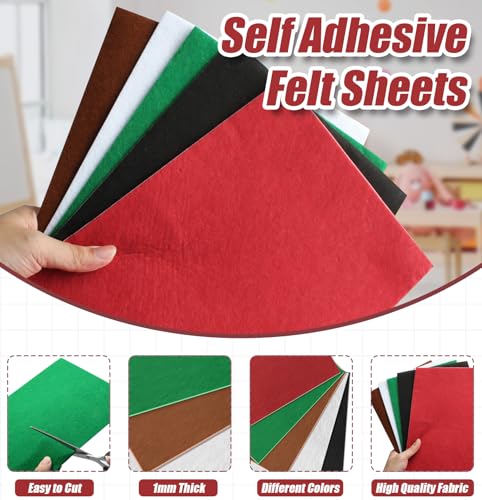 Bonsicoky Red Self Adhesive Felt Sheets, 10 Pack, A4 Size (8" x 12") - color: Red