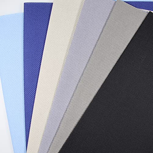 KCS 6 pc of 12" x 18" (30cmx45cm) Counted Cotton Aida Cloth Cross Stitch Fabric (18CT-H) - color: 18ct-h