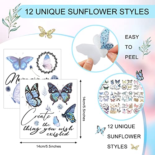 BBTO 12 Sheets Rub on Transfers for Crafts Wood Furniture DIY, 5.5" x 5.7" - style: Butterfly