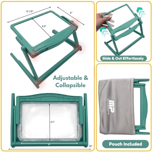 MAGNIPROS 5X LED Page Magnifying Glass, Detachable Stand, 3 Color Modes - color: Aqua