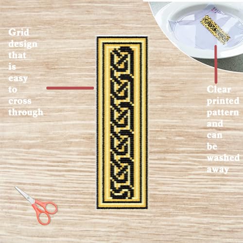 FREEBLOSS 6 Set Cross Stitch Bookmark Kit Cross Stitch Kit Celtic Knots Stamped Embroidery Bookmark with Instruction Cross Stitch Kits for Adults DIY Bookmark Kit 8.66''x3.15'' - style: Celtic Knot