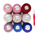 golo Crochet Thread Size 10 Embroidery Thread 10g X 9 Crochet Yarn for Hand Knitting 10-9-1 - color: 010-9-01