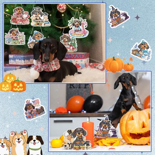 Cinnvoice Seasonal Diamond Art Hanging Kit,12 Pcs,Dachshund - style: Dachshund